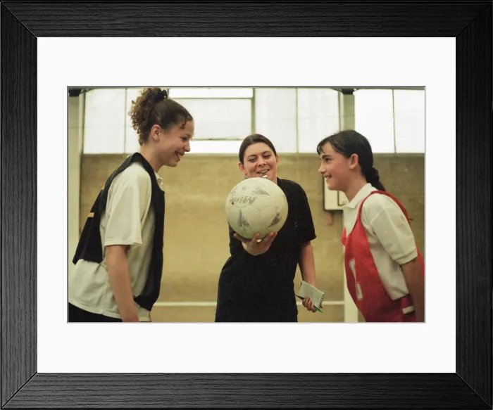 Framed Print : Teesside Junior Netball League at Brackenhoe School, Middlesbrough, 21st September 1998