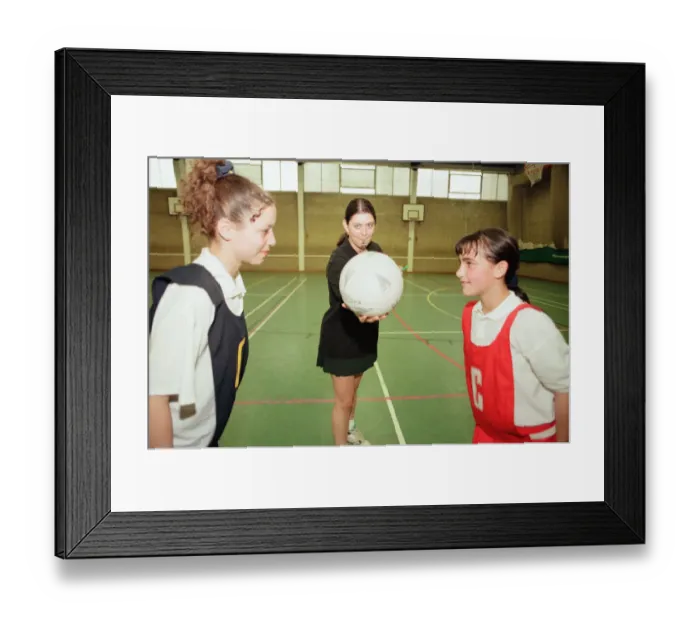Framed Print : Teesside Junior Netball League at Brackenhoe School, Middlesbrough, 21st September 1998