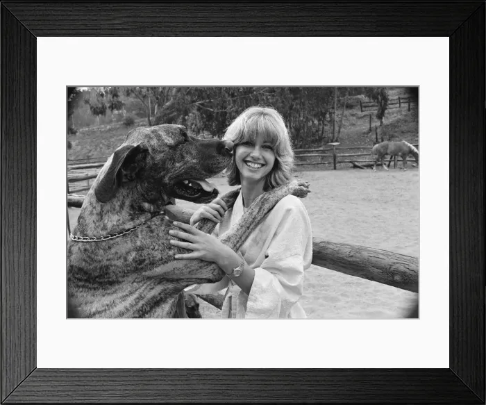 Framed Print : Olivia Newton John, singer and actor, pictured at home in Malibu, California, America