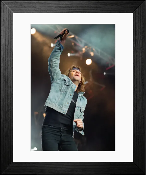 Framed Print : Bon Jovi in Concert, These Days Tour, National Stadium, Cardiff Arms Park, Cardiff, Wales Framed Print : Bon Jovi in Concert, These Days Tour, National Stadium, Cardiff Arms Park, Cardiff, Wales