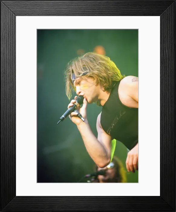 Framed Print : Bon Jovi in Concert, These Days Tour, National Stadium, Cardiff Arms Park, Cardiff, Wales Framed Print : Bon Jovi in Concert, These Days Tour, National Stadium, Cardiff Arms Park, Cardiff, Wales