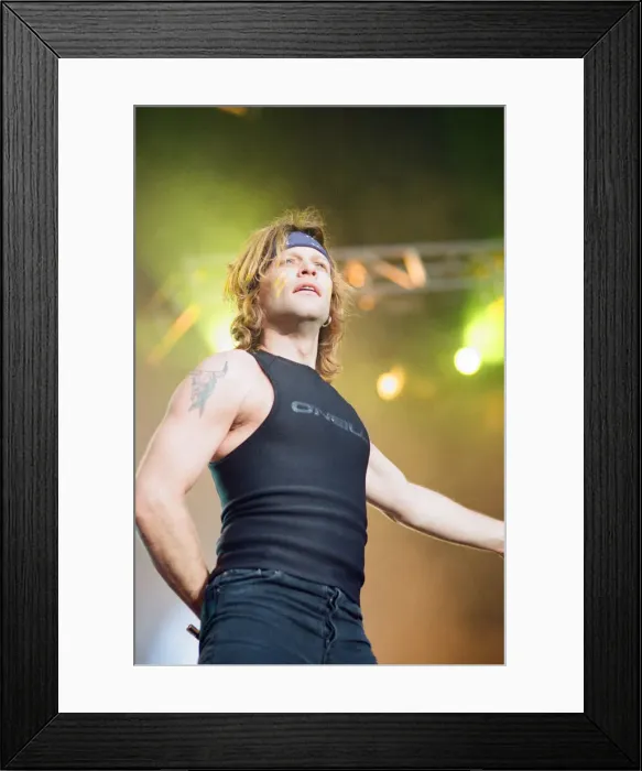 Framed Print : Bon Jovi in Concert, These Days Tour, National Stadium, Cardiff Arms Park, Cardiff, Wales
