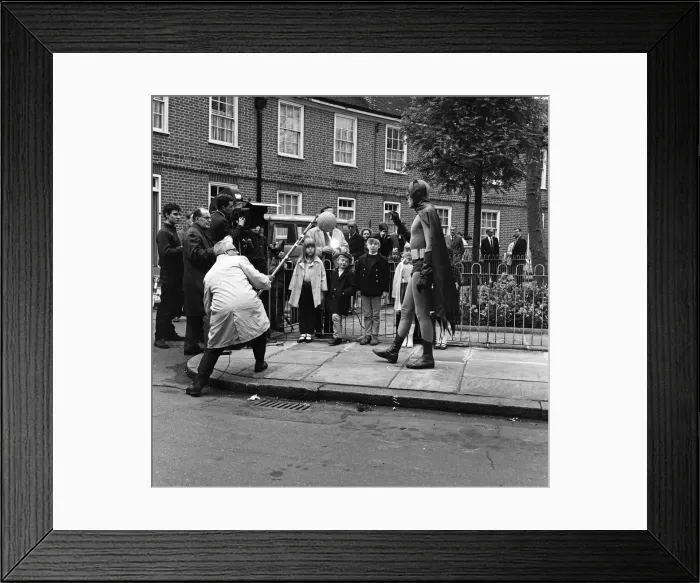 Framed Print : Adam West as Batman helps out with road safety campaign in London which is being