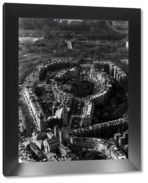 Aerial views of Glasgow, Scotland, Park Circus. 3rd May 1990