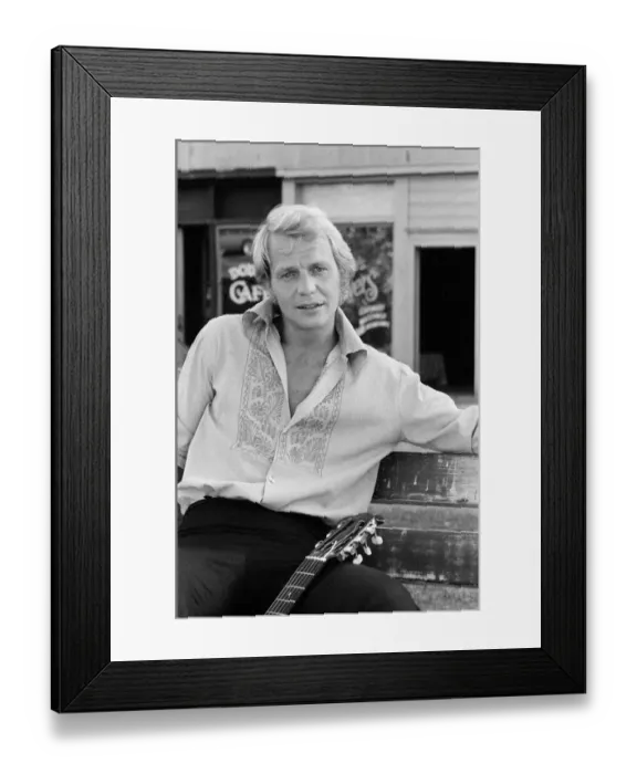 Framed Print : David Soul - singer, actor, musician, pictured in Los Angeles, with his guitar
