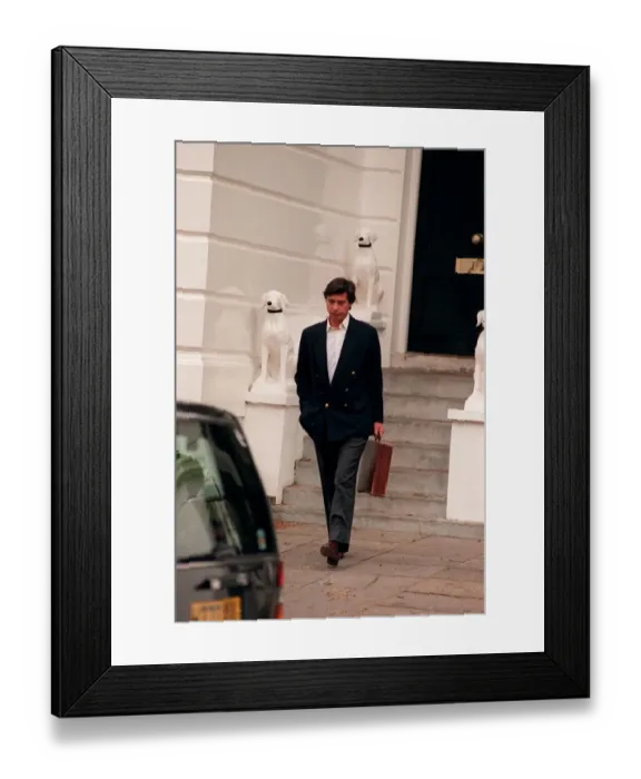 Framed Print : Oliver Hoare the man alleged to have had an affair with Princess Diana leaves the house