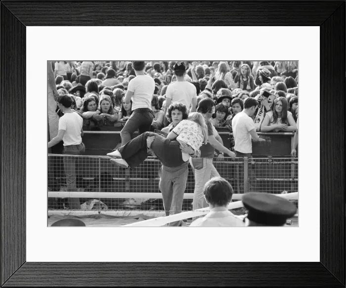 Framed Print : Audience scenes of hysteria at The David Cassidy in concert at White City Stadium