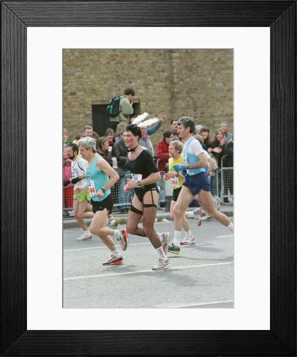 Framed Print : The London Marathon, 1991. Runners passing through and around Tower Bridge Framed Print : The London Marathon, 1991. Runners passing through and around Tower Bridge