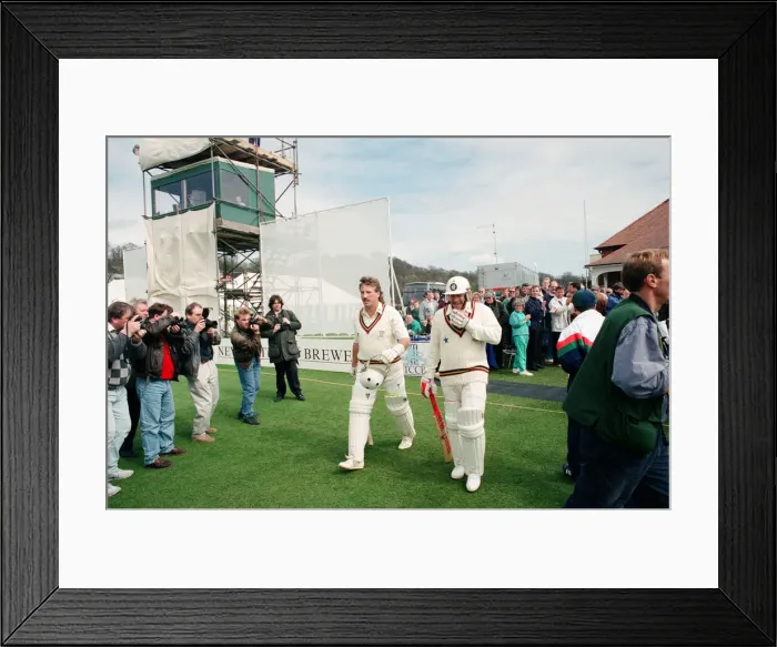 Framed Print : Durham v Lancashire, First Class Cricket challenge. 19th April 1992