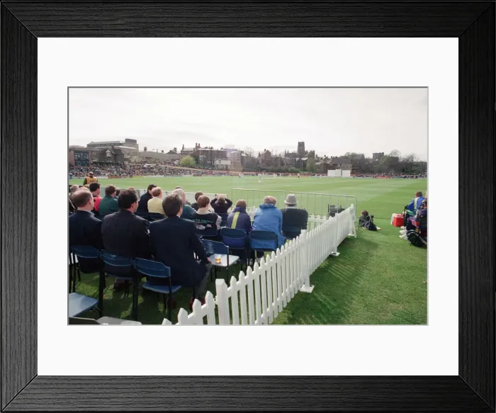 Framed Print : Durham v Lancashire, First Class Cricket challenge. 19th April 1992