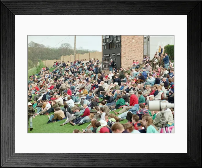 Framed Print : Durham v Lancashire, First Class Cricket challenge. 19th April 1992 Framed Print : Durham v Lancashire, First Class Cricket challenge. 19th April 1992