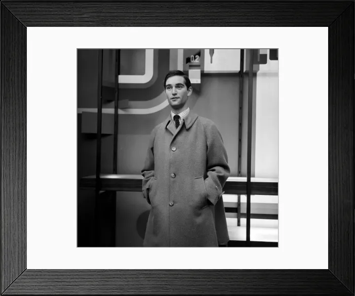 Framed Print : A man modelling an overcoat. 24th August 1965 Framed Print : A man modelling an overcoat. 24th August 1965