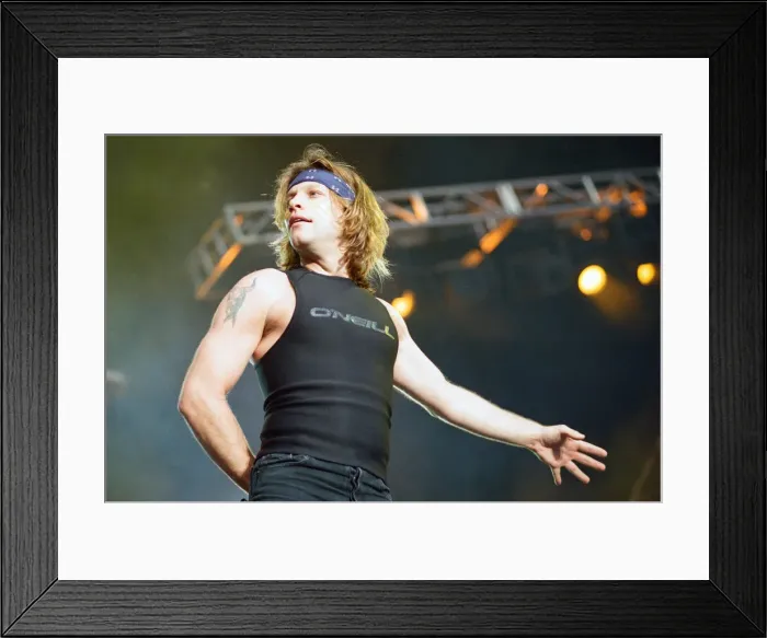 Framed Print : Bon Jovi in Concert, These Days Tour, National Stadium, Cardiff Arms Park, Cardiff, Wales