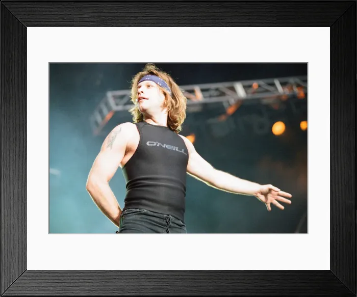 Framed Print : Bon Jovi in Concert, These Days Tour, National Stadium, Cardiff Arms Park, Cardiff, Wales