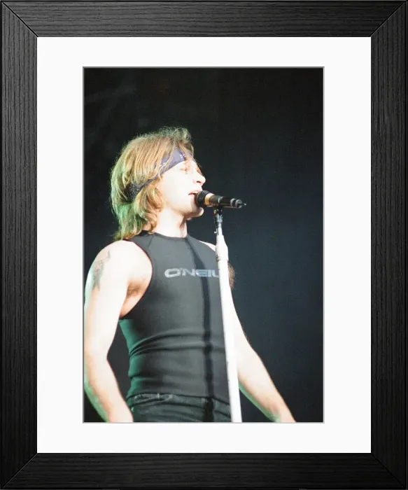 Framed Print : Bon Jovi in Concert, These Days Tour, National Stadium, Cardiff Arms Park, Cardiff, Wales