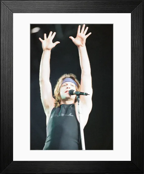 Framed Print : Bon Jovi in Concert, These Days Tour, National Stadium, Cardiff Arms Park, Cardiff, Wales Framed Print : Bon Jovi in Concert, These Days Tour, National Stadium, Cardiff Arms Park, Cardiff, Wales