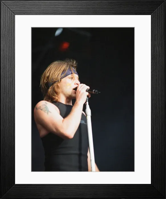 Framed Print : Bon Jovi in Concert, These Days Tour, National Stadium, Cardiff Arms Park, Cardiff, Wales