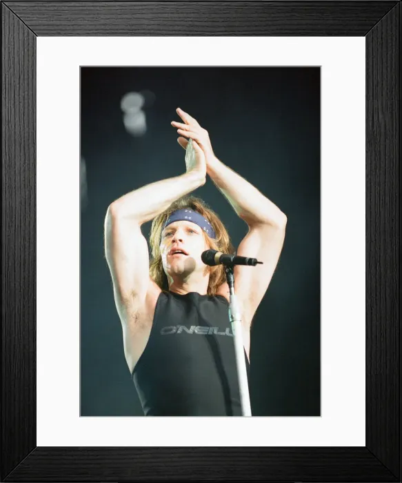 Framed Print : Bon Jovi in Concert, These Days Tour, National Stadium, Cardiff Arms Park, Cardiff, Wales Framed Print : Bon Jovi in Concert, These Days Tour, National Stadium, Cardiff Arms Park, Cardiff, Wales