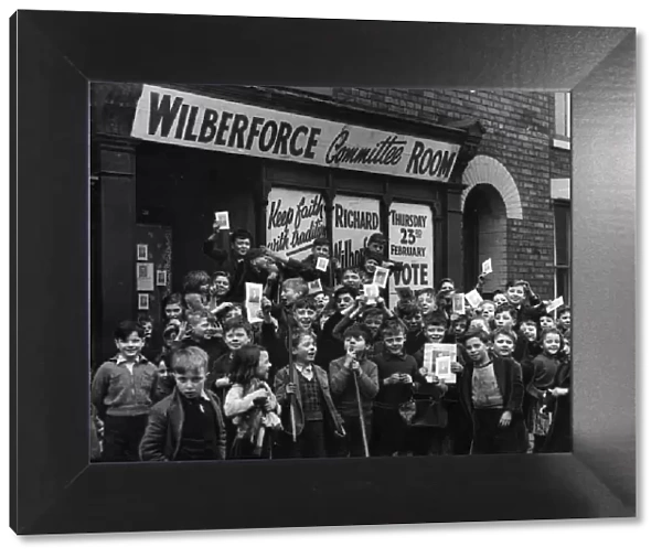 Children at R. O. Wilberforce (Conservative) campaign headquarters in Hull during