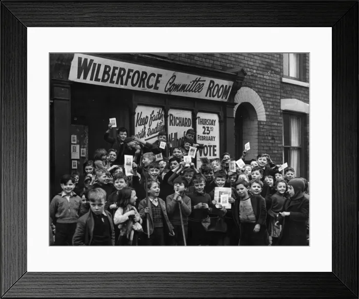 Framed Print : Children at R. O. Wilberforce (Conservative) campaign headquarters in Hull during