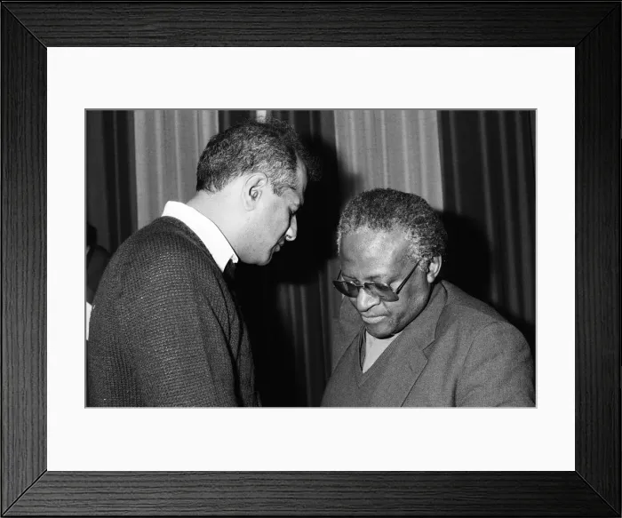 Framed Print : Bishop Desmond Tutu at Kings College for a press conference Framed Print : Bishop Desmond Tutu at Kings College for a press conference