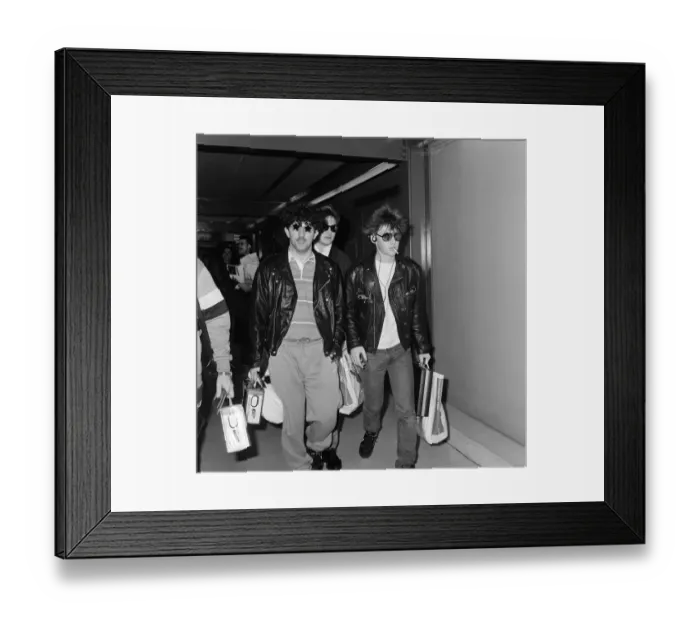Framed Print : Arrival of pop group Frankie Goes to Hollywood at London Airport from Los Angeles