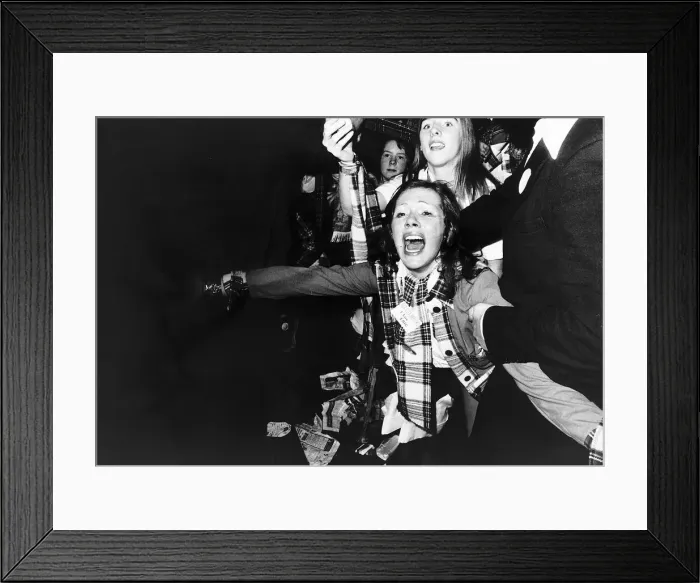 Framed Print : Fans of the pop group Bay City Rollers screaming Circa 1975 Framed Print : Fans of the pop group Bay City Rollers screaming Circa 1975