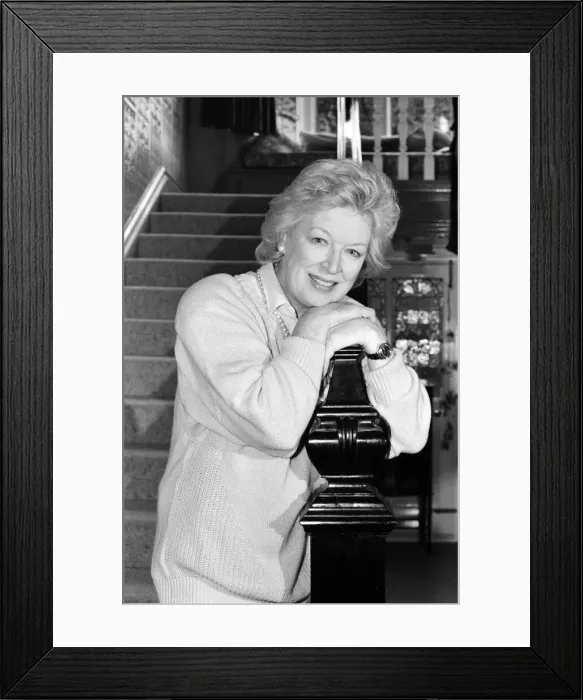 Framed Print : Actress June Whitfield pictured at home. 27th August 1987 Framed Print : Actress June Whitfield pictured at home. 27th August 1987