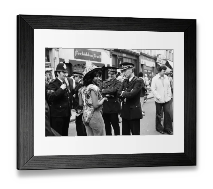 Framed Print : Atmosphere at the Notting Hill Carnival. Twenty-year-old Joanna Edward from Dominica Framed Print : Atmosphere at the Notting Hill Carnival. Twenty-year-old Joanna Edward from Dominica