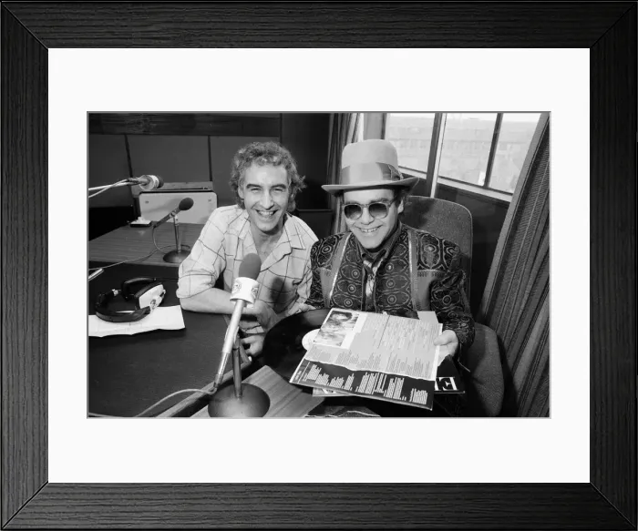 Framed Print : Elton John at BRMB Radio Aston, Birmingham. The visit was to promote his latest single Framed Print : Elton John at BRMB Radio Aston, Birmingham. The visit was to promote his latest single