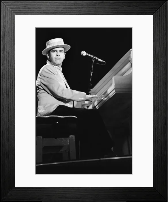Framed Print : Elton John on his European Express Tour which was the European leg of his 1984 Breaking Framed Print : Elton John on his European Express Tour which was the European leg of his 1984 Breaking