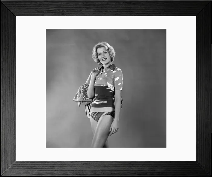 Framed Print : Margaret Wegrzyn from Poland seen here in the Daily Mirror studio modelling the latest Framed Print : Margaret Wegrzyn from Poland seen here in the Daily Mirror studio modelling the latest