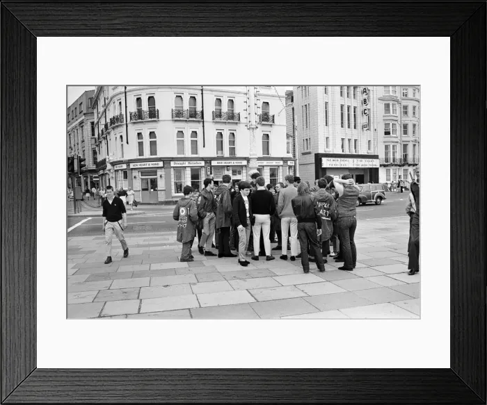 Framed Print : Mods, Brighton Beach, East Sussex, Monday 27th August 1979