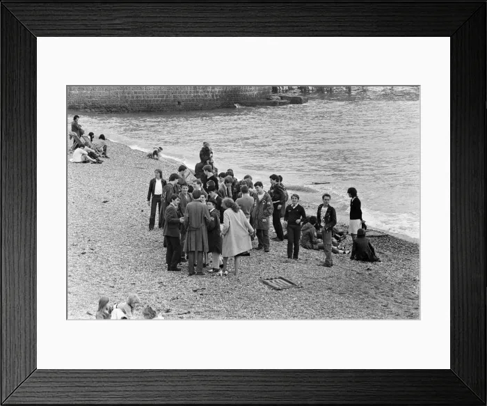 Framed Print : Mods, Brighton Beach, East Sussex, Monday 27th August 1979