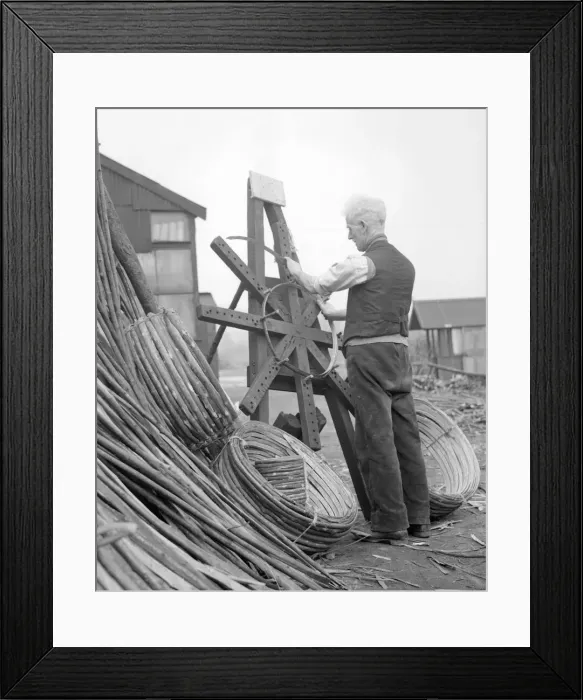 Framed Print : Basket Making circa 1935 Framed Print : Basket Making circa 1935