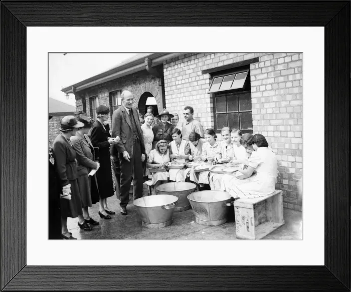 Framed Print : Lord and Lady Halifax seen here visiting a communal kitchen. Circa 1939 Framed Print : Lord and Lady Halifax seen here visiting a communal kitchen. Circa 1939