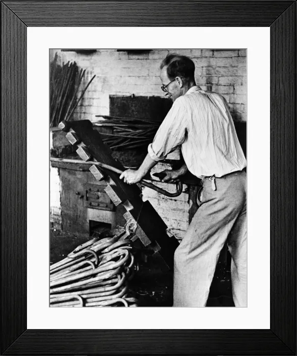 Framed Print : Craftsman making walking sticks circa 1935 Framed Print : Craftsman making walking sticks circa 1935
