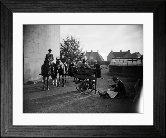 Framed Print : Knife grinders seen here at work in a unknown village in the East of England Circa 1935 Framed Print : Knife grinders seen here at work in a unknown village in the East of England Circa 1935
