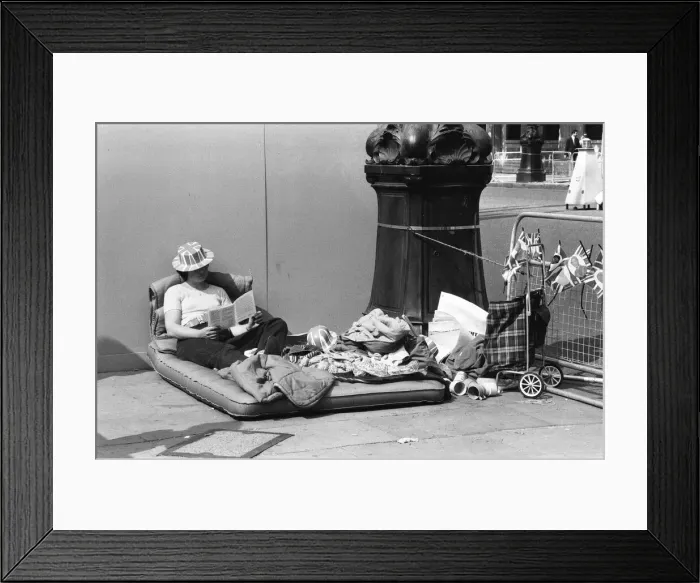 Framed Print : Hundreds of would-be Royal watchers started settling down in front of the Victoria Framed Print : Hundreds of would-be Royal watchers started settling down in front of the Victoria