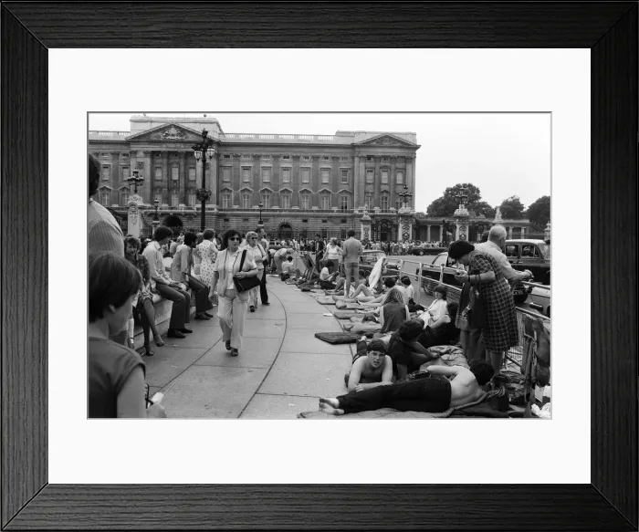 Framed Print : Hundreds of would-be Royal watchers started settling down in front of the Victoria Framed Print : Hundreds of would-be Royal watchers started settling down in front of the Victoria