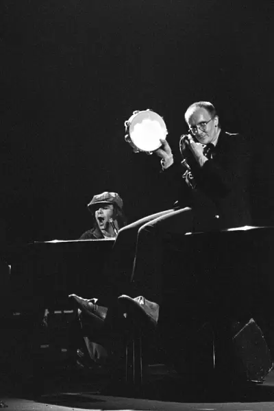 Elton John and Ray Cooper in concert at Birmingham Hippodrome. 21st April 1979