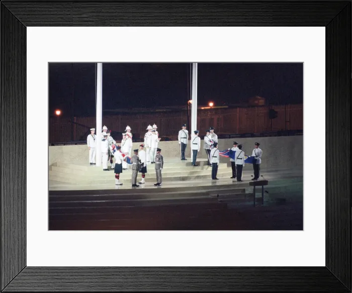 Framed Print : Ceremonial scenes for the official handover of Hong Kong to China as the 99 year lease Framed Print : Ceremonial scenes for the official handover of Hong Kong to China as the 99 year lease
