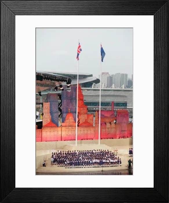 Framed Print : Ceremonial scenes for the he official handover of the Hong Kong to China as the 99 year