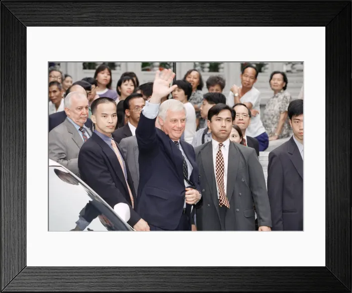 Framed Print : Chris Patten, the 28th and last Governor of Hong Kong, prepares for the official handover Framed Print : Chris Patten, the 28th and last Governor of Hong Kong, prepares for the official handover