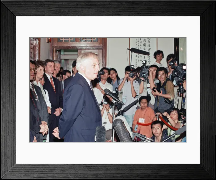 Framed Print : Chris Patten, the 28th and last Governor of Hong Kong, prepares for the official handover Framed Print : Chris Patten, the 28th and last Governor of Hong Kong, prepares for the official handover