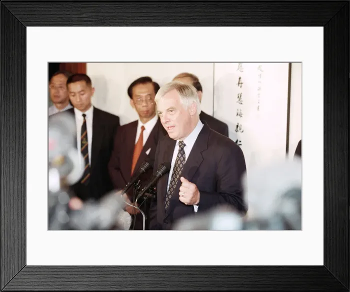 Framed Print : Chris Patten, the 28th and last Governor of Hong Kong, prepares for the official handover Framed Print : Chris Patten, the 28th and last Governor of Hong Kong, prepares for the official handover
