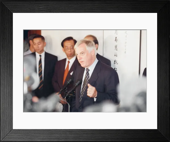 Framed Print : Chris Patten, the 28th and last Governor of Hong Kong, prepares for the official handover Framed Print : Chris Patten, the 28th and last Governor of Hong Kong, prepares for the official handover
