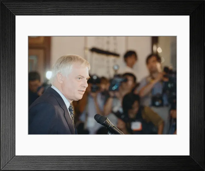 Framed Print : Chris Patten, the 28th and last Governor of Hong Kong, prepares for the official handover Framed Print : Chris Patten, the 28th and last Governor of Hong Kong, prepares for the official handover