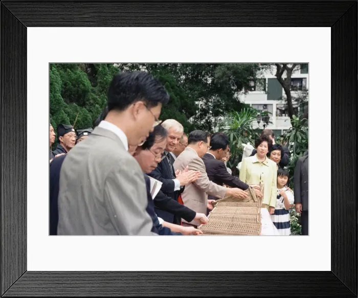 Framed Print : Chris Patten, the 28th and last Governor of Hong Kong, prepares for the official handover