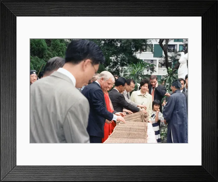 Framed Print : Chris Patten, the 28th and last Governor of Hong Kong, prepares for the official handover Framed Print : Chris Patten, the 28th and last Governor of Hong Kong, prepares for the official handover